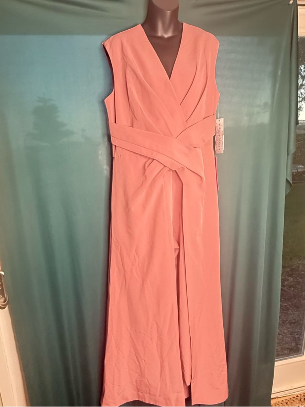 Kay Unger Blush Pink Sleeveless Wrap Maxi Dress